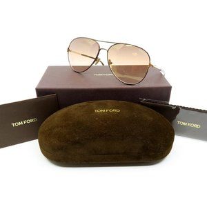 Tom Ford TF823 48G New Dark Brown Metal Aviator Sunglasses 59mm with box.